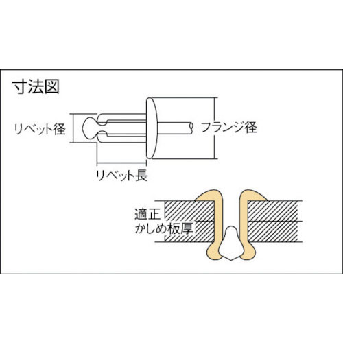 エビ ブラインドリベット ステンレス 1000本入 ステンレス製 箱入 6-10
