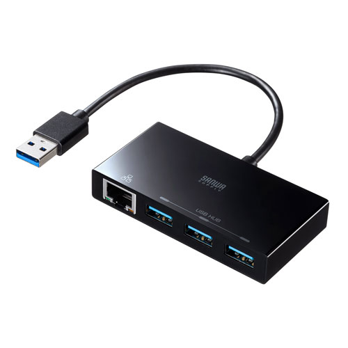 サンワサプライ USB3.2 Gen1 ハブ付き ギガビットLANアダプタ USB-3H322BKN