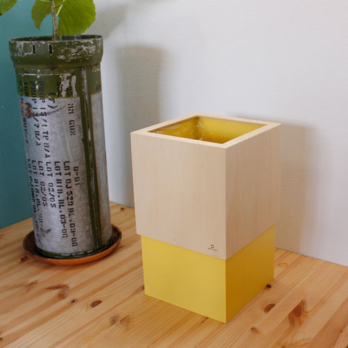 ヤマト工芸 W CUBE ダストボックス 10L ハニーイエロー Hye YK06-012 ごみ箱 スリム 木製 木 ウッド 省スペース コンパクト ナチュラル 高級感 日本製