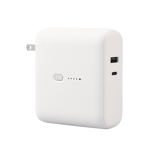 エレコム ELECOM AC充電器一体モバイルバッテリー 10000mAh 20W C×1+A×1 ホワイトフェイス DE-AC07-10000WF