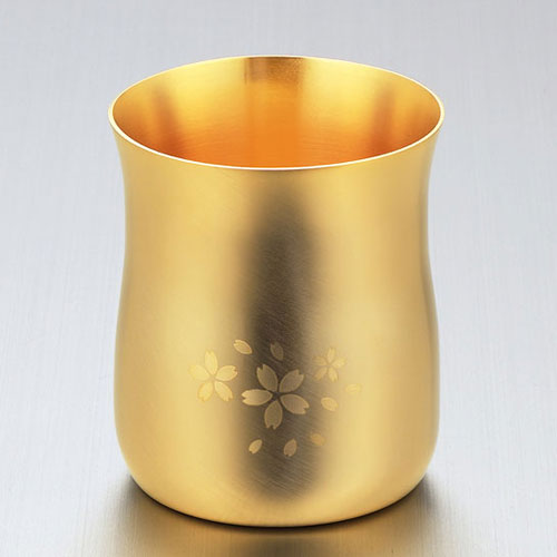 霜龍器物 金の贅 桜 18-8ステンレスチアーズタンブラー 金めっき仕上 SK-007
