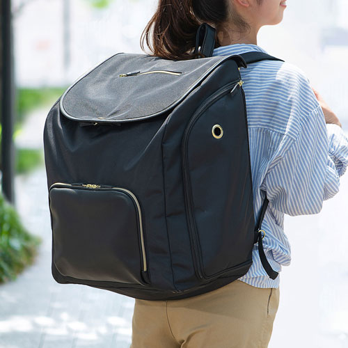 アイリスオーヤマ 前かけできるペットリュック P-MPR350 ブラック