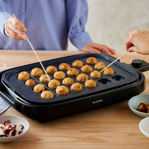 アイリスオーヤマ 網焼き風ホットプレート 3枚プレート IHA-A30-B ブラック