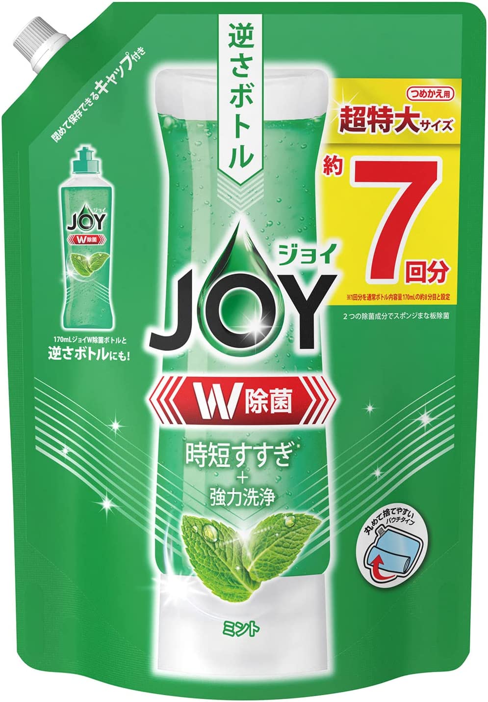 【ジョイ W除菌 食器用洗剤 逆さボトル ミント 詰め替え 910ml ウェブドラッグサプリの店