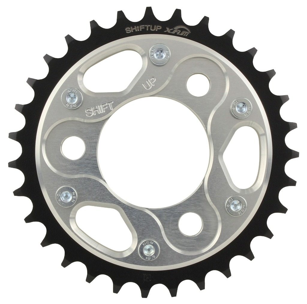 SHIFT UP シフトアップ ＃420 ハイブリッド リアスプロケット NSF100 NSR-mini XR50モタード XR100モタード APE50 タイプD APE100 NSR50 NSR80 HONDA ホンダ ドリブンスプロケット・リアスプロケット 駆動系 丁数：31T / カラー：シルバー