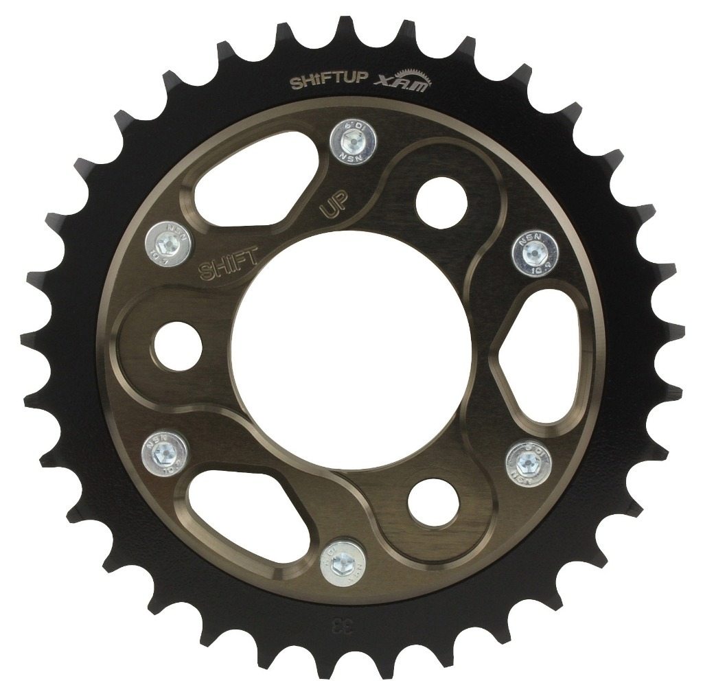 SHIFT UP シフトアップ ＃420 ハイブリッド リアスプロケット NSF100 NSR-mini XR50モタード XR100モタード APE50 タイプD APE100 NSR50 NSR80 HONDA ホンダ ドリブンスプロケット・リアスプロケット 駆動系 丁数：33T / カラー：チタン