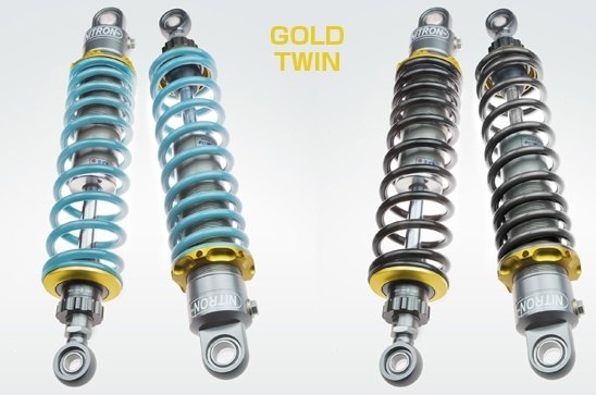NITRON ナイトロン リアサスペンションツインショック TWIN R1 シリーズ CLASSIC 350 ROYAL ENFIELD ロイヤルエンフィールド リアサスペンション サスペンション 足回り テーマカラー:ゴールド / スプリングカラー:ターコイズ / ダンパーロッドコーティング(DLC):なし|ウェビック 店