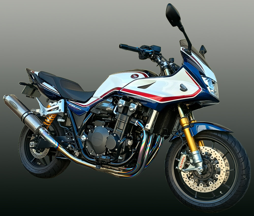 techserfu テックサーフ [ALL TITANIUM Exhaust TYPE-2]オールチタン タイプII 研磨仕上げ CB1300スーパーボルドール HONDA ホンダ フルエキゾーストマフラー マフラー サイレンサーサイズ：Φ110×480 / サイレンサーカラー：ソリッドチタン(サイレンサー構造：チタン)