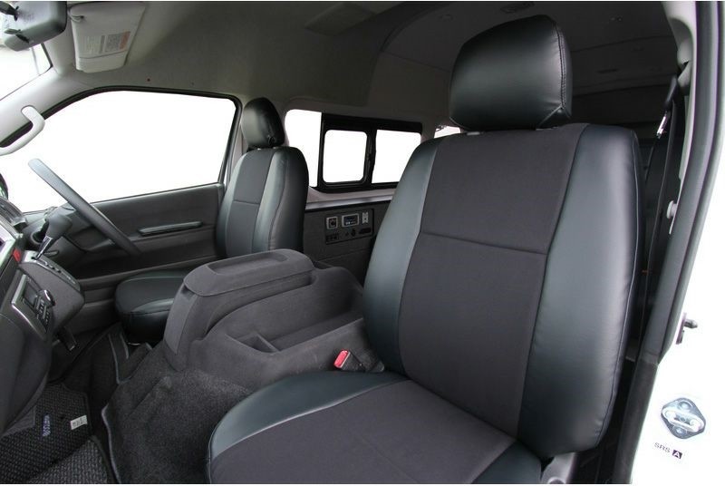 OGUshow オグショー 200系ハイエース ESシートカバー TOYOTA トランポ用品 タイプ：1台分セット／ブラックレザー×ブラックモケット