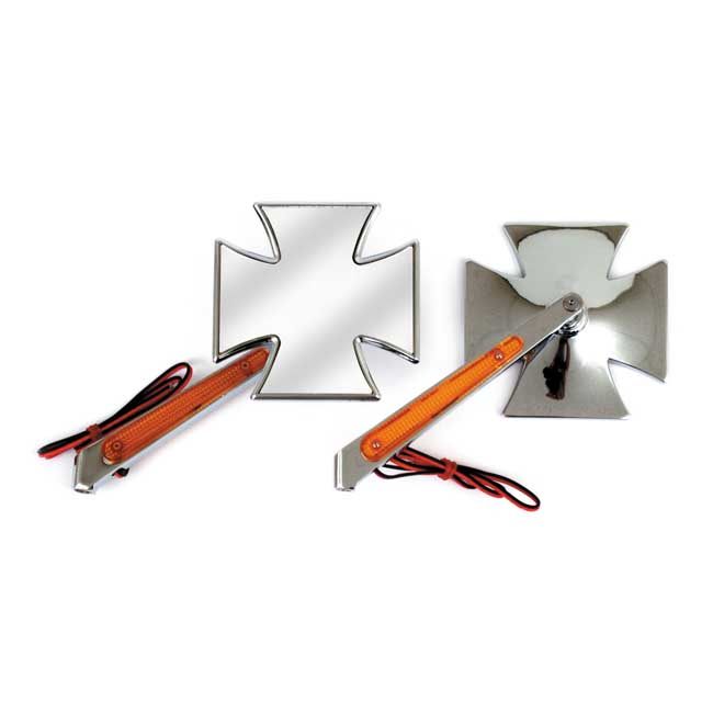 MCS エムシーエス MALTESE ミラーセット ライトステム付き【MALTESE MIRROR SET WITH LIGHTS IN STEM】 65-UP H-D HARLEY-DAVIDSON ハーレーダビッドソン ミラー ハンドル|ウェビック 店