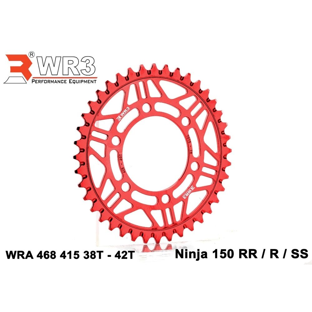 WR3 ダブルアールスリー リアスプロケット アルミ Ninja150R Ninja150RR Ninja150SS KAWASAKI カワサキ ドリブンスプロケット・リアスプロケット 駆動系 丁数：38T / カラー：レッド