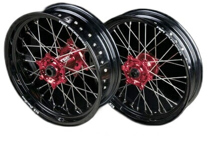 TGR TECHNIX GEAR TGRテクニクスギア TYPE-R Motard(モタード)用ホイール(前後セット)  ニップルカラー：ブルー ⁄ ハブカラー：ブラック ⁄ フロントリムサイズ：3.5-17 ⁄ リアリムサイズ：5.0-17 ⁄  オプション：ブラックスポーク無し CRF250 RALLY CRF250L