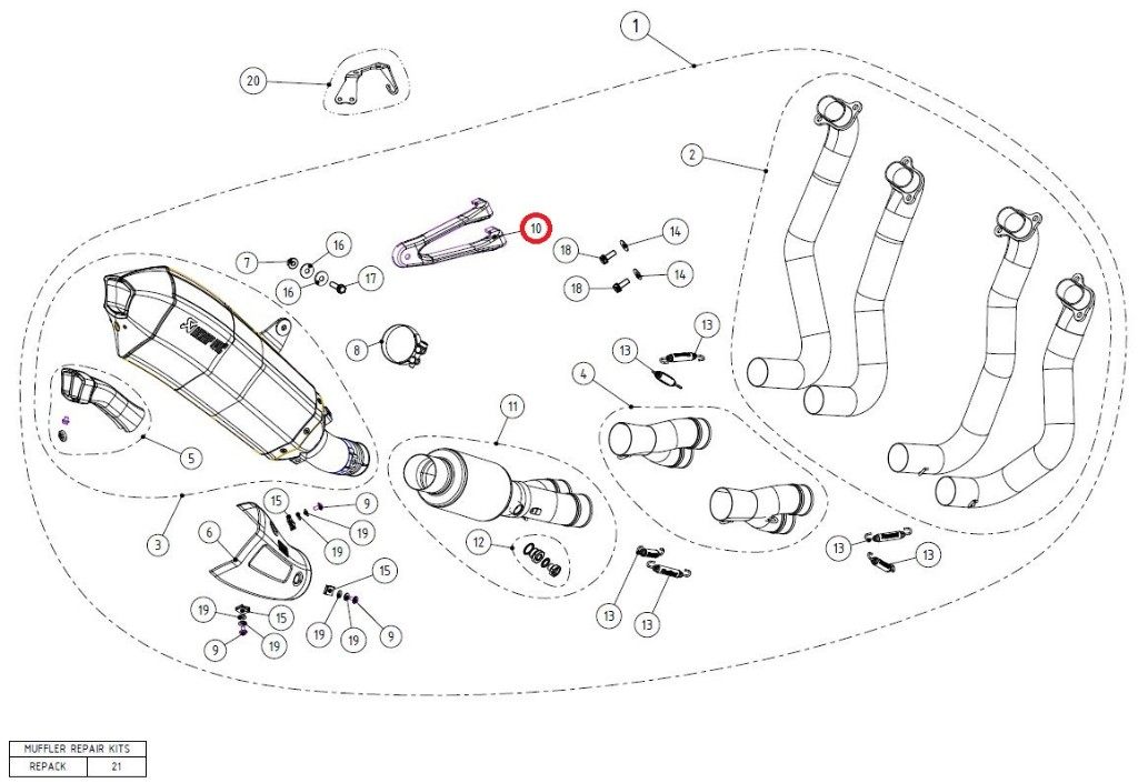 AKRAPOVIC アクラポビッチ 【リペアパーツ】P-MBK10E1 muffler bracket NINJA H2 H2R KAWASAKI カワサキ マフラーステー マフラー