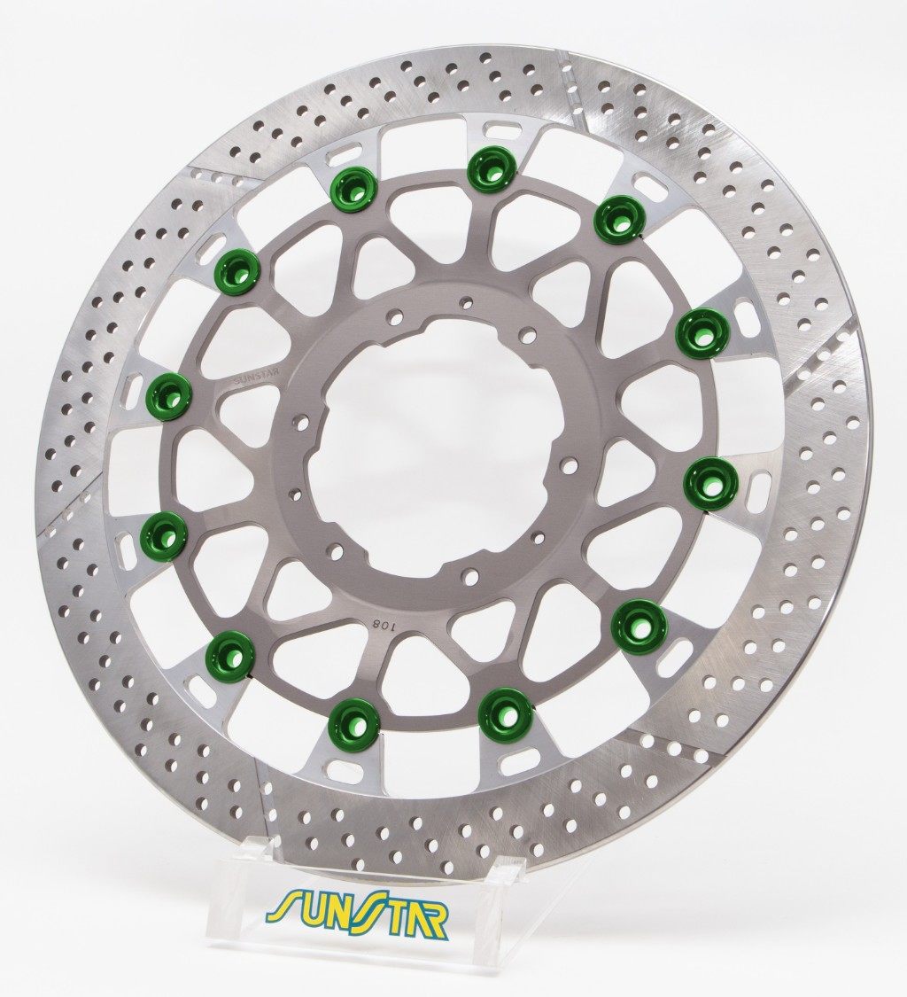 SUNSTAR サンスター WORKS EXPAND [ワークスエキスパンド] フロントディスクローター CBR929RR CBR954RR Fire Blade HONDA ホンダ ブレーキディスクローター ブレーキ 右用 / ピンカラー：グリーン / フローティングタイプ：セミフローティング