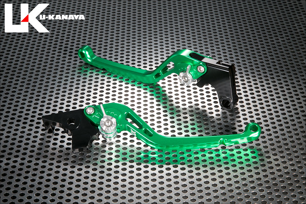 U-KANAYA ユーカナヤ スタンダードタイプ アルミビレットレバーセット ZRX400II ZRX400 KAWASAKI カワサキ ブレーキ・クラッチレバーセット ハンドル周辺パーツ ハンドル レバーカラー：グリーン / アジャスターカラー：グリーン