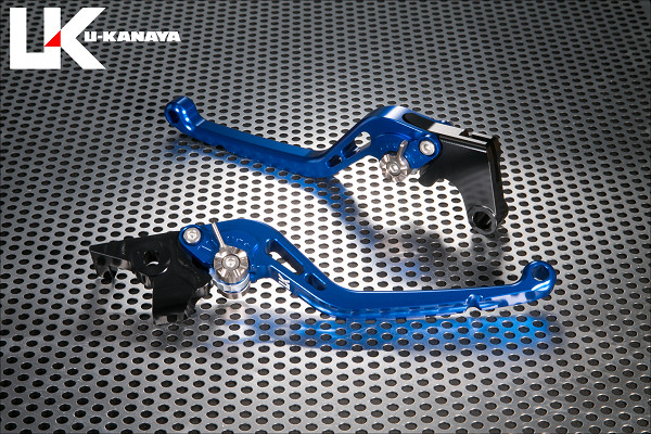 U-KANAYA ユーカナヤ スタンダードタイプ アルミビレットレバーセット YZF-R25 YZF-R3 YAMAHA ヤマハ ブレーキ・クラッチレバーセット ハンドル周辺パーツ ハンドル レバーカラー：ブルー / アジャスターカラー：ブラック / レバータイプ：ロング(レバー部全長：約173mm)