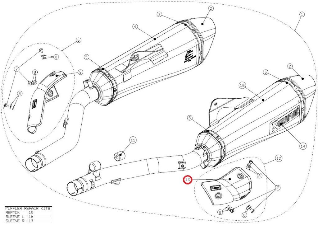 AKRAPOVIC アクラポビッチ 【リペアパーツ】P-HSB16R1L heat shield ca K1600GT K1600GTL BMW マフラーガード・ヒートガード マフラー