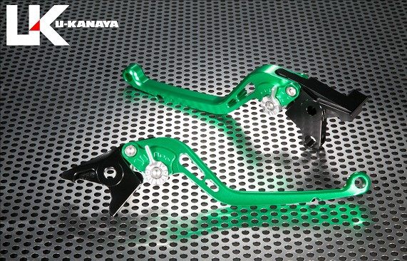 U-KANAYA ユーカナヤ スタンダードタイプ アルミビレットレバーセット CB1300SF CB1300スーパーボルドール HONDA ホンダ ブレーキ・クラッチレバーセット ハンドル周辺パーツ ハンドル レバーカラー：グリーン / アジャスターカラー：オレンジ