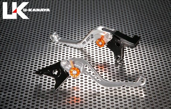 U-KANAYA ユーカナヤ スタンダードタイプ アルミビレットレバーセット CB1300SF CB1300スーパーボルドール HONDA ホンダ ブレーキ・クラッチレバーセット ハンドル周辺パーツ ハンドル レバーカラー：シルバー / アジャスターカラー：オレンジ