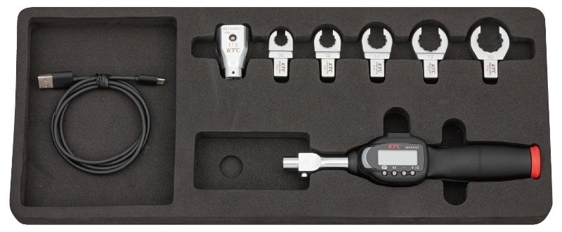 KTC ケイティーシー デジラチェ Type rechargeable(充電式)クローフット交換ヘッドセット デジタル形トルクレンチ トルクレンチ 計測ツール トルク測定範囲:8-40N・m (GEKR040-X13)|ウェビック 店