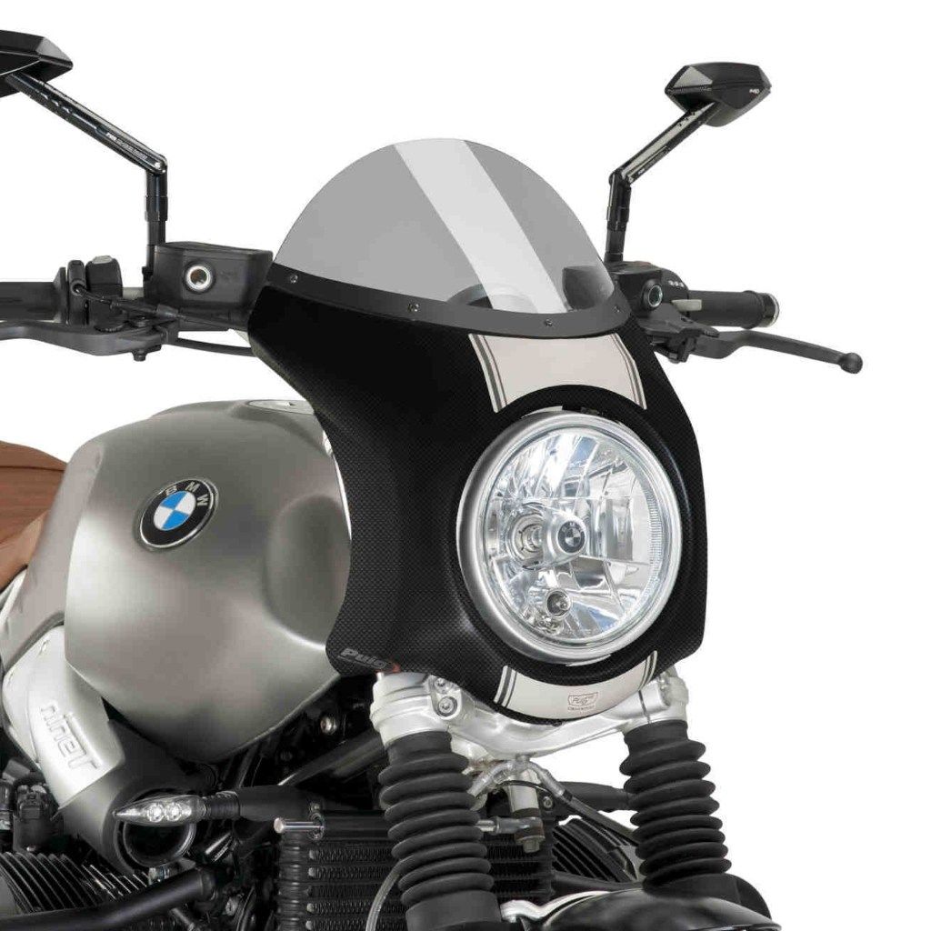 Puig プーチ レトロフェアリング (RETRO FAIRING) R NINE T SCRAMBLER BMW ビキニカウル カウル関連 外装 カラー：スモーク／カーボンプリント