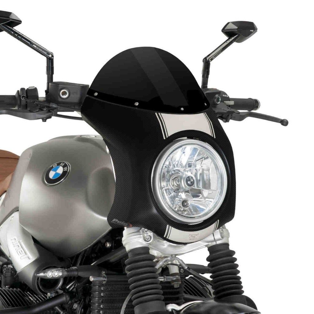 Puig プーチ レトロフェアリング (RETRO FAIRING) R NINE T SCRAMBLER BMW ビキニカウル カウル関連 外装 カラー：ブラック／カーボンプリント