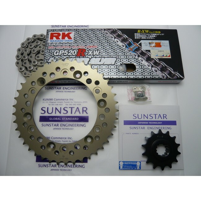 SUNSTAR サンスター フロント・リアスプロケット＆チェーン・カシメジョイントセット VTR250 VTZ250 HONDA ホンダ スプロケット・チェーンセット 駆動系 チェーン銘柄：RK製SV520XRE（シルバーチェーン）