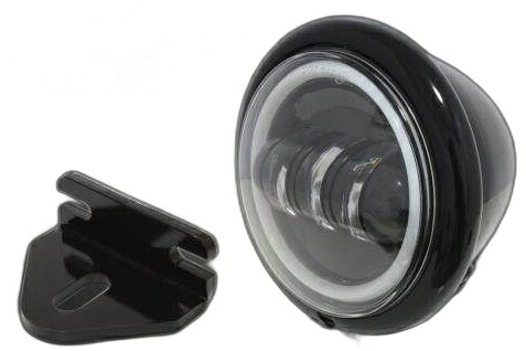 Garage T&F ガレージ 4.5インチベーツライトプロジェクターLED仕様(リング付き) ＆ライトステー(タイプE)キット W400 W650 W800 KAWASAKI カワサキ ヘッドライト 灯火類 電装系 ベーツライト仕上げ：ブラック仕上げ