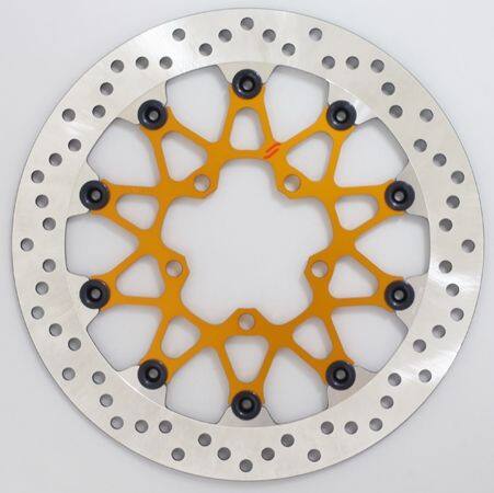 SUNSTAR サンスター PREMIUM RACING [プレミアムレーシング] フロントディスクローター DAYTONA675 R STREET CUP TRIPLE 85 RS S TWIN THRUXTON TRIUMPH トライアンフ ブレーキディスクローター ブレーキ 右用 / アウター：ホールタイプ / フローティングピンカラー：レッド
