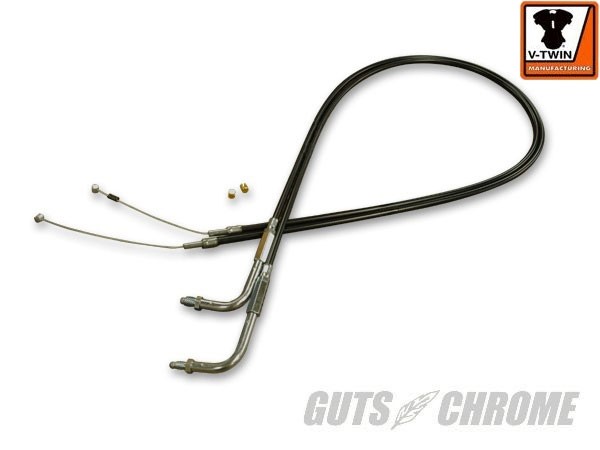 GUTS CHROME ガッツクローム 【V-TWIN】 スロットル／アイドルケーブルセット 41.5インチ ビッグツイン 90-95 HARLEY-DAVIDSON ハーレーダビッドソン スロットルワイヤー・アクセルワイヤー ハンドル周辺パーツ ハンドル 8,090円