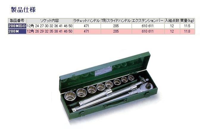 TONE トネ ソケットレンチセット(12角)／19.0mm(12PCS)ラチェットハンドルタイプ セット工具 ソケット内容：26・29・32・35・38・41・46・50（mm）｜ウェビック　店