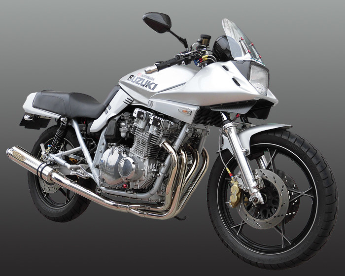techserfu テックサーフ [ZEEX SUPER STINLESS MUFFLER]ジークス スーパーステンレス フルエキゾーストマフラー GSX1100S KATANA [カタナ] FE SUZUKI スズキ マフラー サイレンサーエンド：カール / エキゾーストタイプ：スタンダード