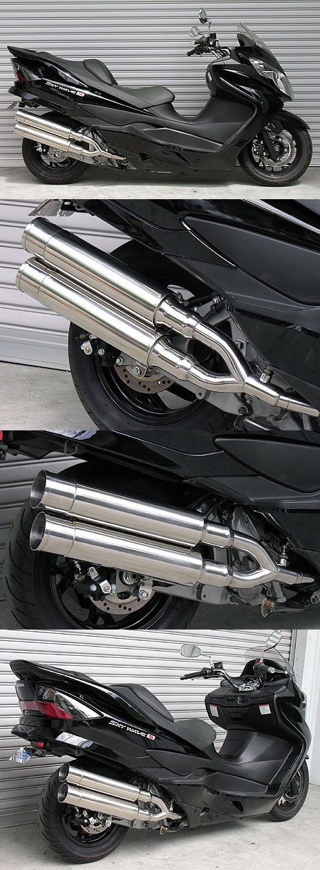 WirusWin ウイルズウィン スタイリッシュツインマフラー バズーカータイプ スカイウェイブ250 SUZUKI スズキ フルエキゾーストマフラー マフラー