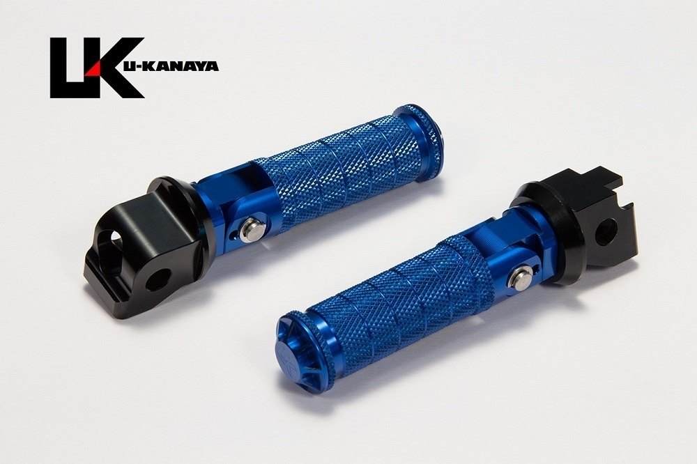 U-KANAYA ユーカナヤ アルミビレットステップバー KAWASAKI(ステップピンΦ8) ニンジャ250 ニンジャ400 Z250 Z400 ニンジャZX-25R KAWASAKI カワサキ ステップバー ステップ 足回り ステップバーカラー：ブルー / エンドキャップカラー：チタンカラー