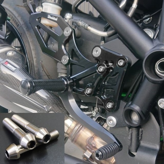 WOODSTOCK ウッドストック バックステップキット Ninja H2 SX SE SE+ KAWASAKI カワサキ バックステップ ステップ 足回り バックステップカラー：オールブラック / βチタニウムボルトバージョン：プレーン(表面処理なし)