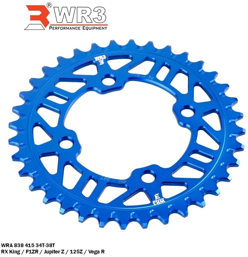 WR3 ダブルアールスリー リアスプロケット アルミ RX-King F1ZR Jupiter Z 125Z Vega R YAMAHA ヤマハ ドリブンスプロケット・リアスプロケット 駆動系 丁数：35T / カラー：ブルー 7,752円