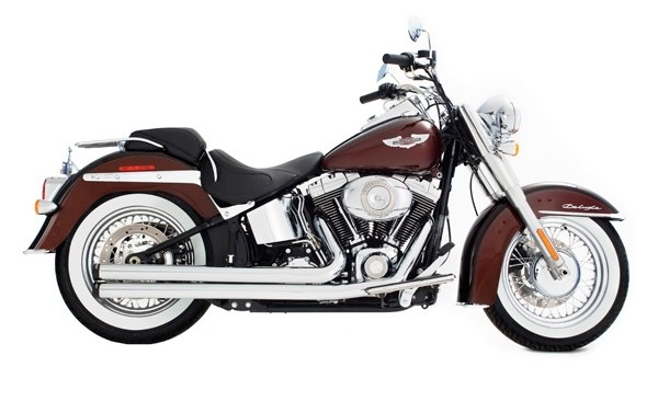 Rinehart ラインハート Churchill2in2マフラー(クロム／ブラックエンドキャップ) Softail [ソフテイル] 86-12 HARLEY-DAVIDSON ハーレーダビッドソン フルエキゾーストマフラー マフラー｜ウェビック　店