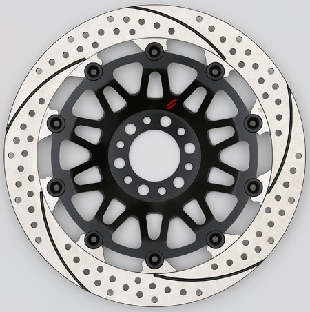 SUNSTAR サンスター プレミアムレーシング 'ホール＆スリットタイプ' フロントディスクローター GSX1000S 刀 GSX1100S GSX750S SUZUKI スズキ ブレーキディスクローター ブレーキ 左用 / フローティングピンカラー：ブルー / フローティングタイプ：フルフローティング