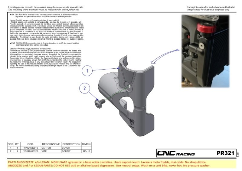 CNCRacingCNCレーシングラジエーターサイドプロテクターカラー:ゴールドMONSTER937