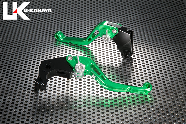 U-KANAYA ユーカナヤ スタンダードタイプ アルミビレットレバーセット Z1000 水冷 ニンジャ1000 KAWASAKI カワサキ ブレーキ・クラッチレバーセット ハンドル周辺パーツ ハンドル レバーカラー：グリーン / アジャスターカラー：チタンカラー