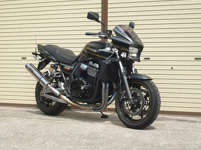 SR400 FI テックサーフ グリーンティー チタン フルエキゾーストマフラー SR400 SR500用マフラー☆チタン グリーンティーテックサーフ