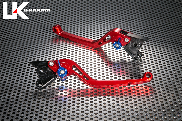 U-KANAYA ユーカナヤ スタンダードタイプ アルミビレットレバーセット インテグラ750 HONDA ホンダ ブレーキ・クラッチレバーセット ハンドル周辺パーツ ハンドル レバーカラー：レッド / アジャスターカラー：ブルー / レバータイプ：ロング(レバー部全長：約173mm)