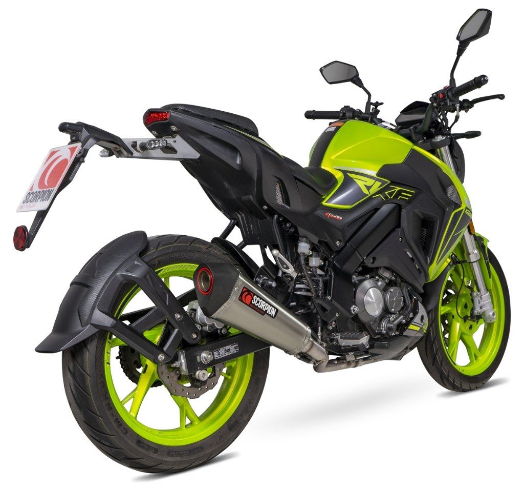 SCORPION スコーピオン セルケトテーパー フルエキゾーストマフラー RKF-125 マフラー タイプ：Brushed Stainless Steel Sleeve／重量：3.00kg(STD：5.3kg)