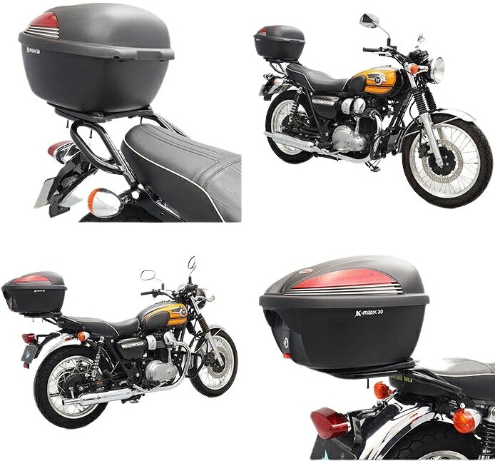 ENDURANCE エンデュランス タンデムグリップ付きリアキャリア＋リアボックスセット W800 STREET CAFE KAWASAKI カワサキ トップケース・テールボックス 車体用バッグ・ケース ボックス容量：30L / カラー：ブラック(電着塗装＋粉体塗装仕上げ)｜ウェビック　店