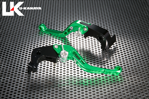 U-KANAYA ユーカナヤ スタンダードタイプ アルミビレットレバーセット ZX-14R ZZR1400 ZX-14 KAWASAKI カワサキ ブレーキ・クラッチレバーセット ハンドル周辺パーツ ハンドル レバーカラー：グリーン / アジャスターカラー：ゴールド