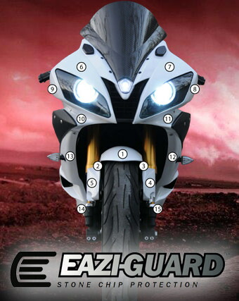EAZI-GUARD イージーガード 車種別ストーンチッププロテクションフィルム YZF-R6 YAMAHA ヤマハ プロテクションフィルム・保護フィルム 外装 カラー：マットサーフェス（艶なし）