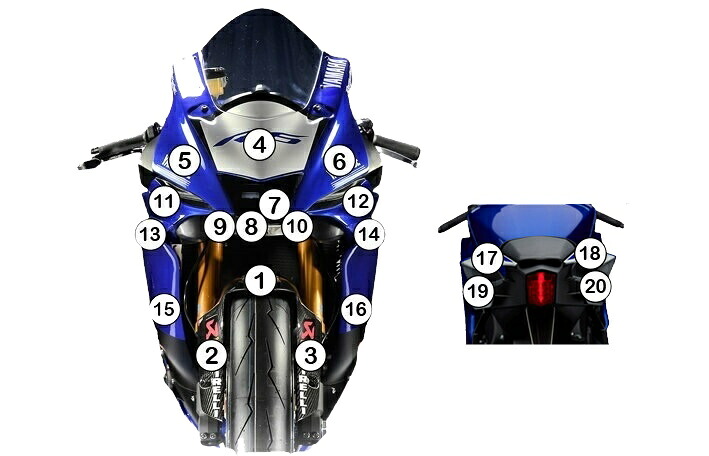 EAZI-GUARD イージーガード 車種別ストーンチッププロテクションフィルム YZF-R6 YAMAHA ヤマハ プロテクションフィルム・保護フィルム 外装 カラー：グロスサーフェス（艶あり）