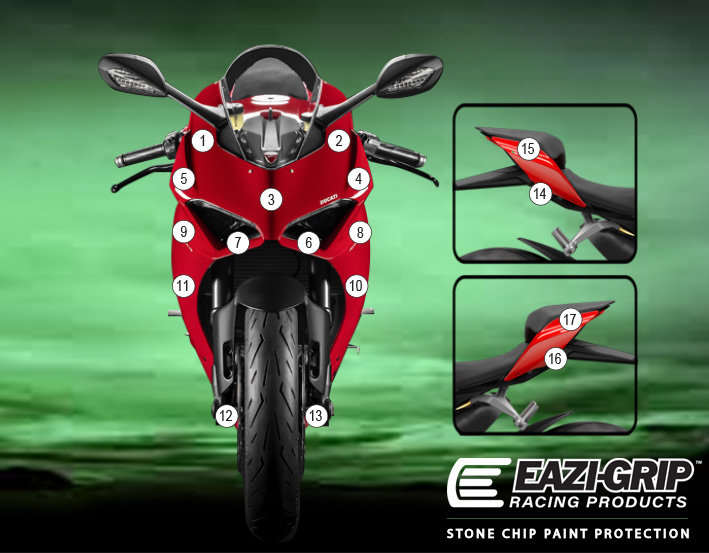 EAZI-GUARD イージーガード 車種別ストーンチッププロテクションフィルム PANIGALE V2 DUCATI ドゥカティ プロテクションフィルム・保護フィルム 外装 カラー:グロスサーフェイス(艶あり)