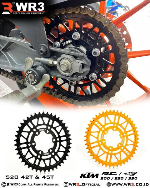 WR3 ダブルアールスリー リアスプロケット RC 200 250 390 Duke KTM ドリブンスプロケット・リアスプロケット 駆動系 丁数:45 / カラー:ブラック|ウェビック 店