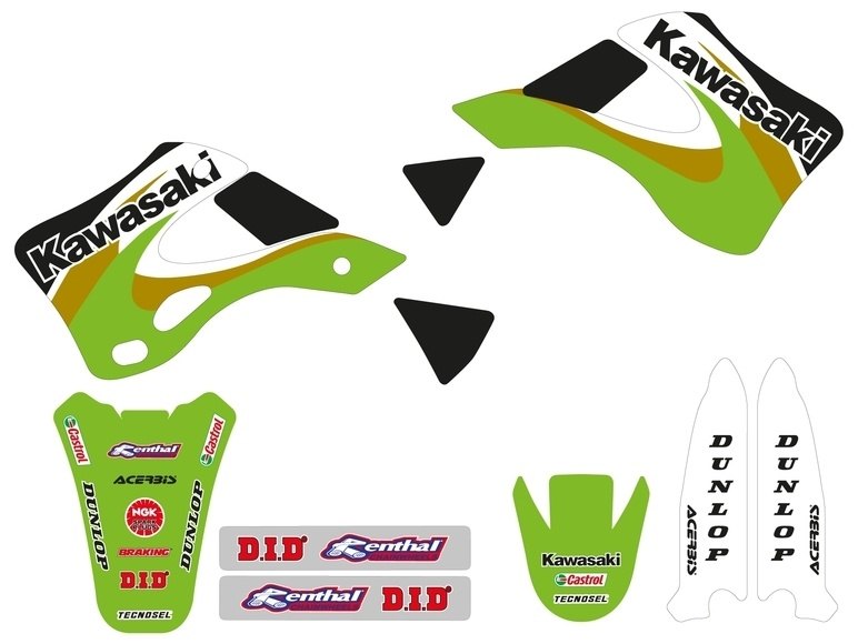 TECNOSEL テクノセル コンプリート セット チーム OEM カワサキ 2000 KX 125 250 KAWASAKI ステッカー・デカール 外装